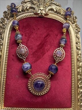 Handmade Dream Amethyst Estate Revival Statement Necklace